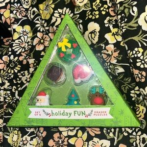 Holiday Christmas Fun Eraser Puzzles 6 Piece Set NEW NWT NIB